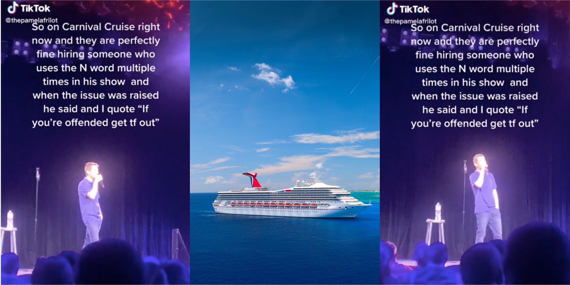 man uses N word during Carnival Cruise show tiktok