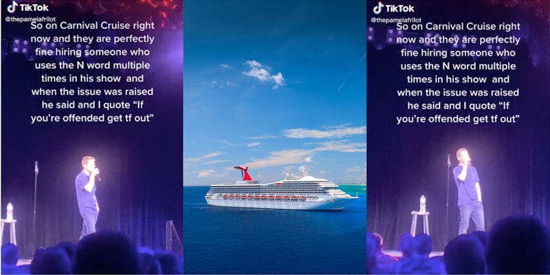man uses N word during Carnival Cruise show tiktok
