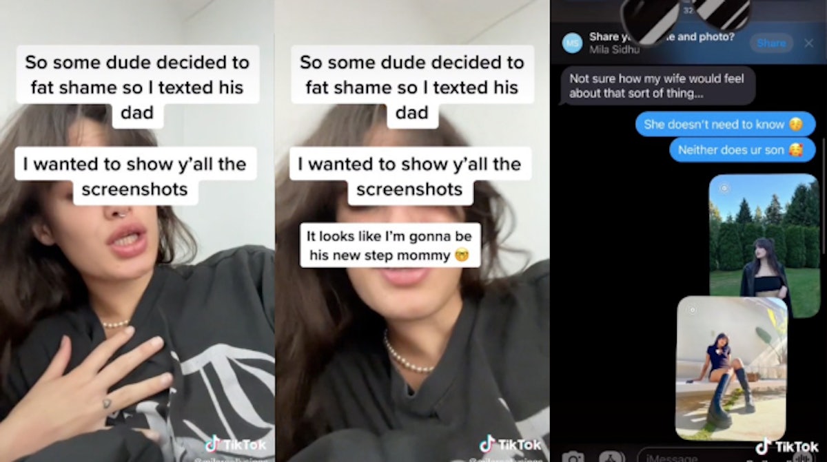 woman texts guy's dad after he fat shames her tiktok
