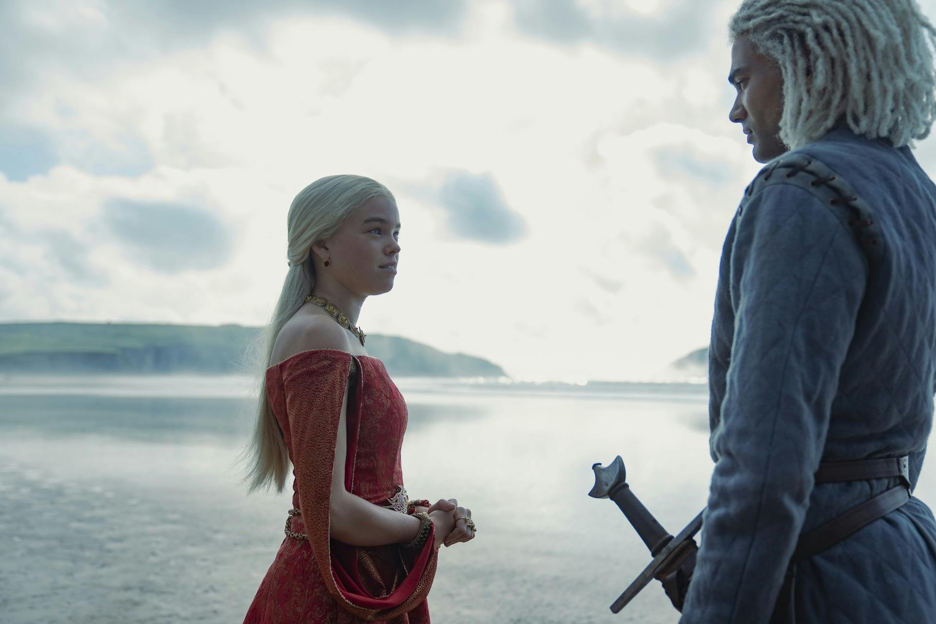 rhaenyra targaryen (left) and laenor velaryon (right) in house of the dragon