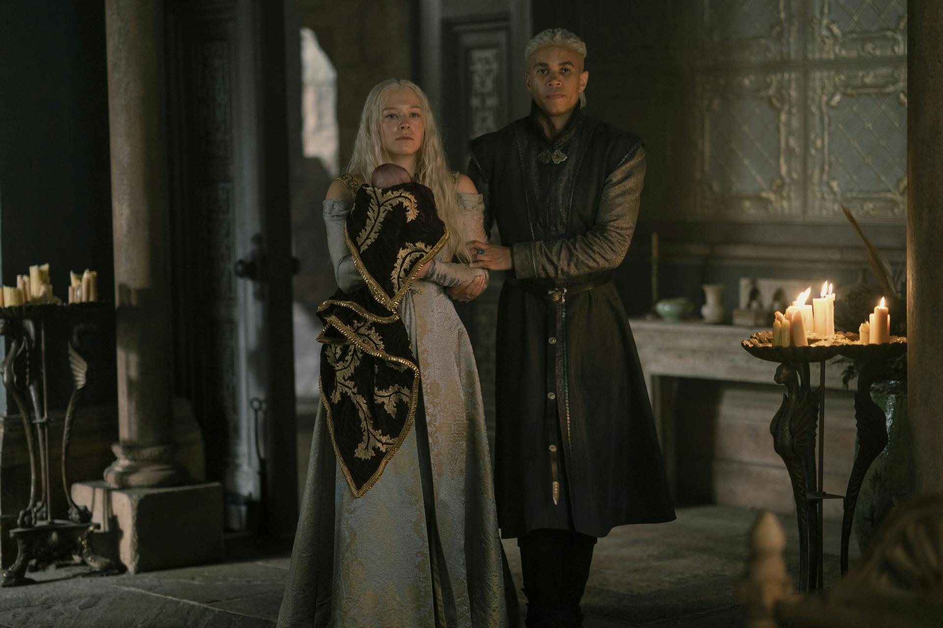rhaenyra (left) and laenor (right) in house of the dragon