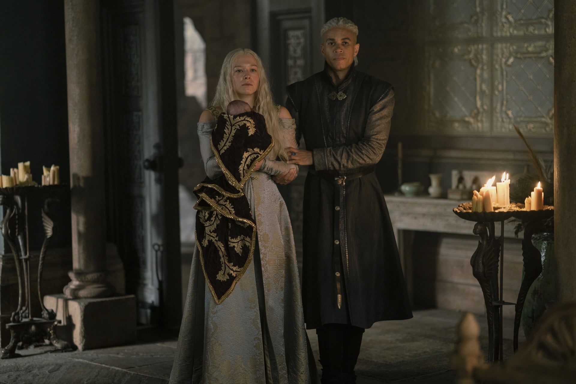 rhaenyra targaryen (left) and laenor velaryon (right) in house of the dragon