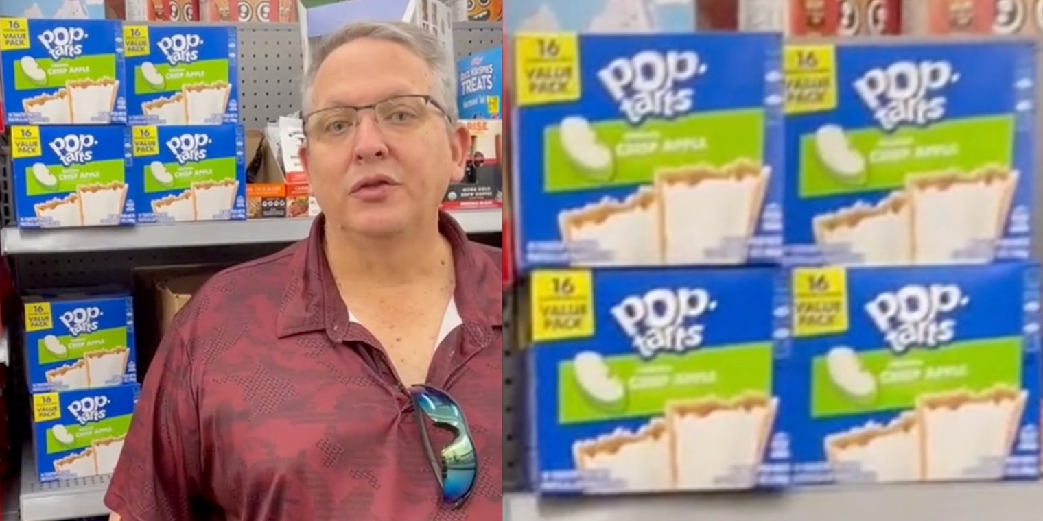 tiktoker predicts that crisp apple pop tart will fail, sees the boxes stacked in walmart's clearance section
