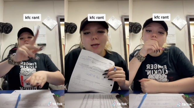 kfc employee complains about no one coming in for shift tiktok