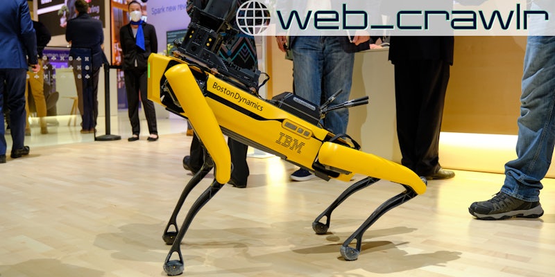 A Boston Dynamics robot dog. The Daily Dot newsletter web_crawlr logo is in the top right corner.
