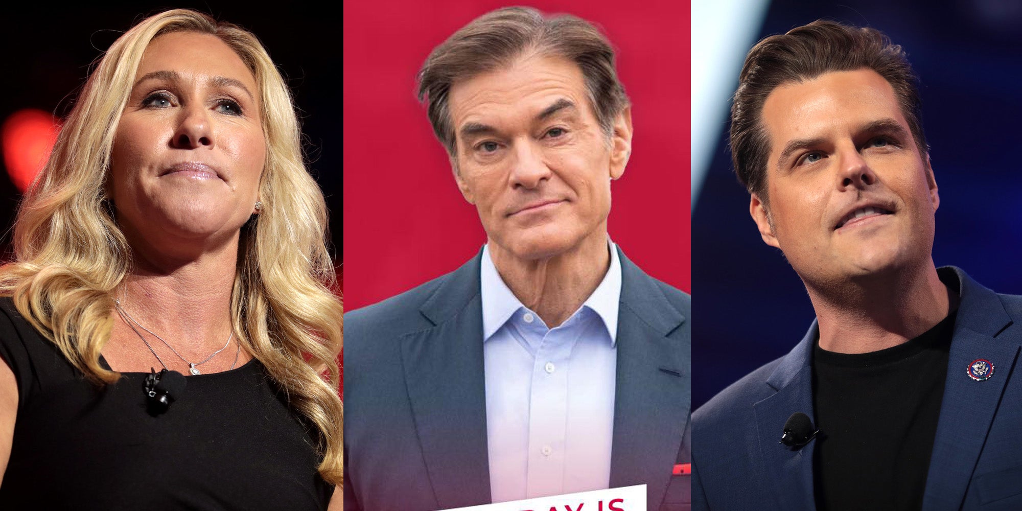 Marjorie Taylor Greene, Dr. Oz, and Matt Gaetz.