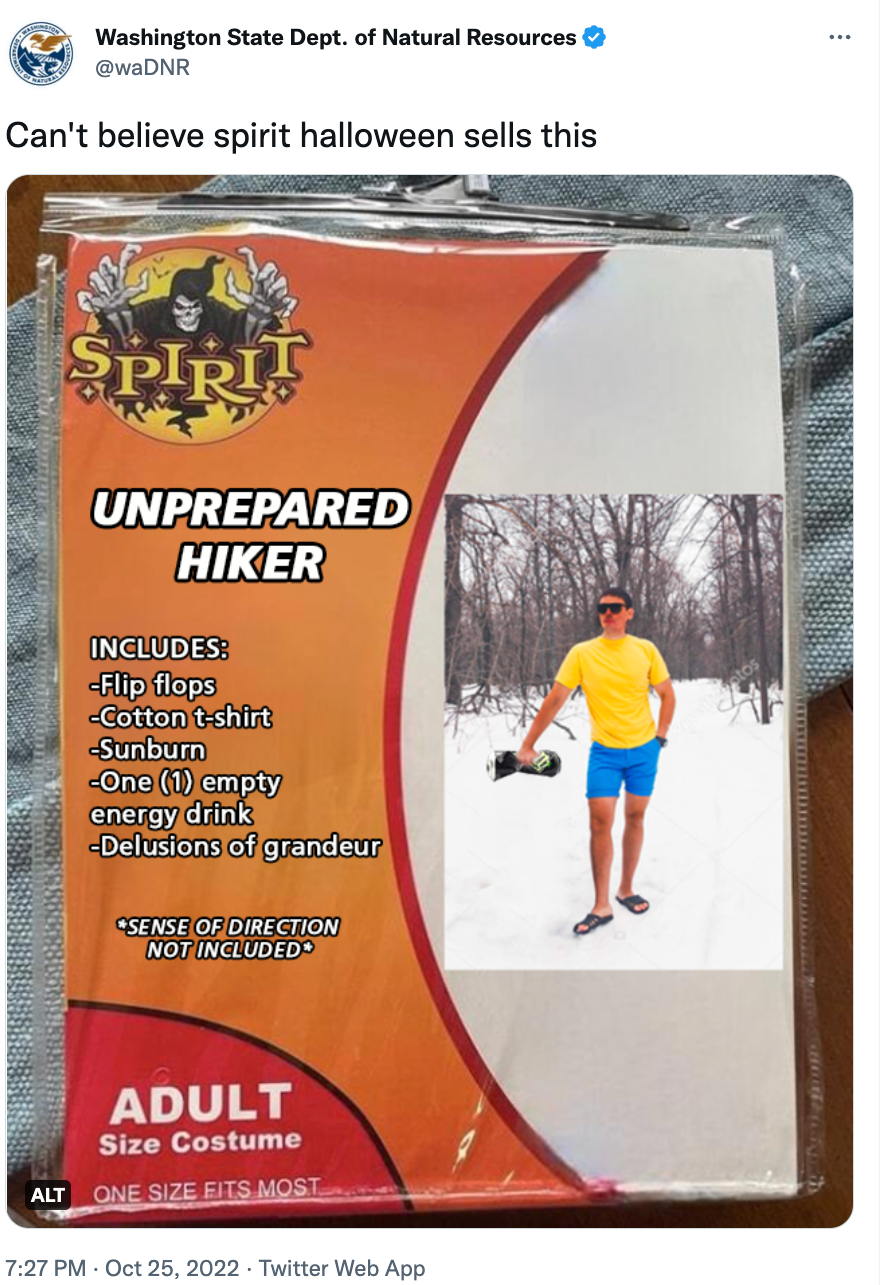 unprepared hiker spirit halloween meme