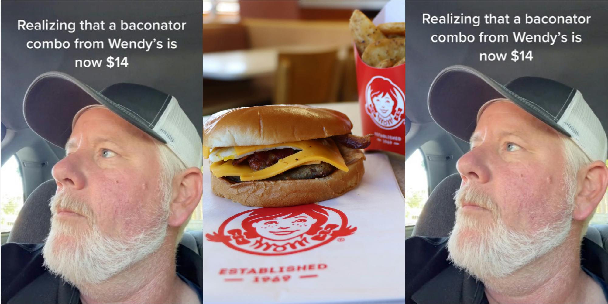 man realizes price of baconator went up at wendys tiktok