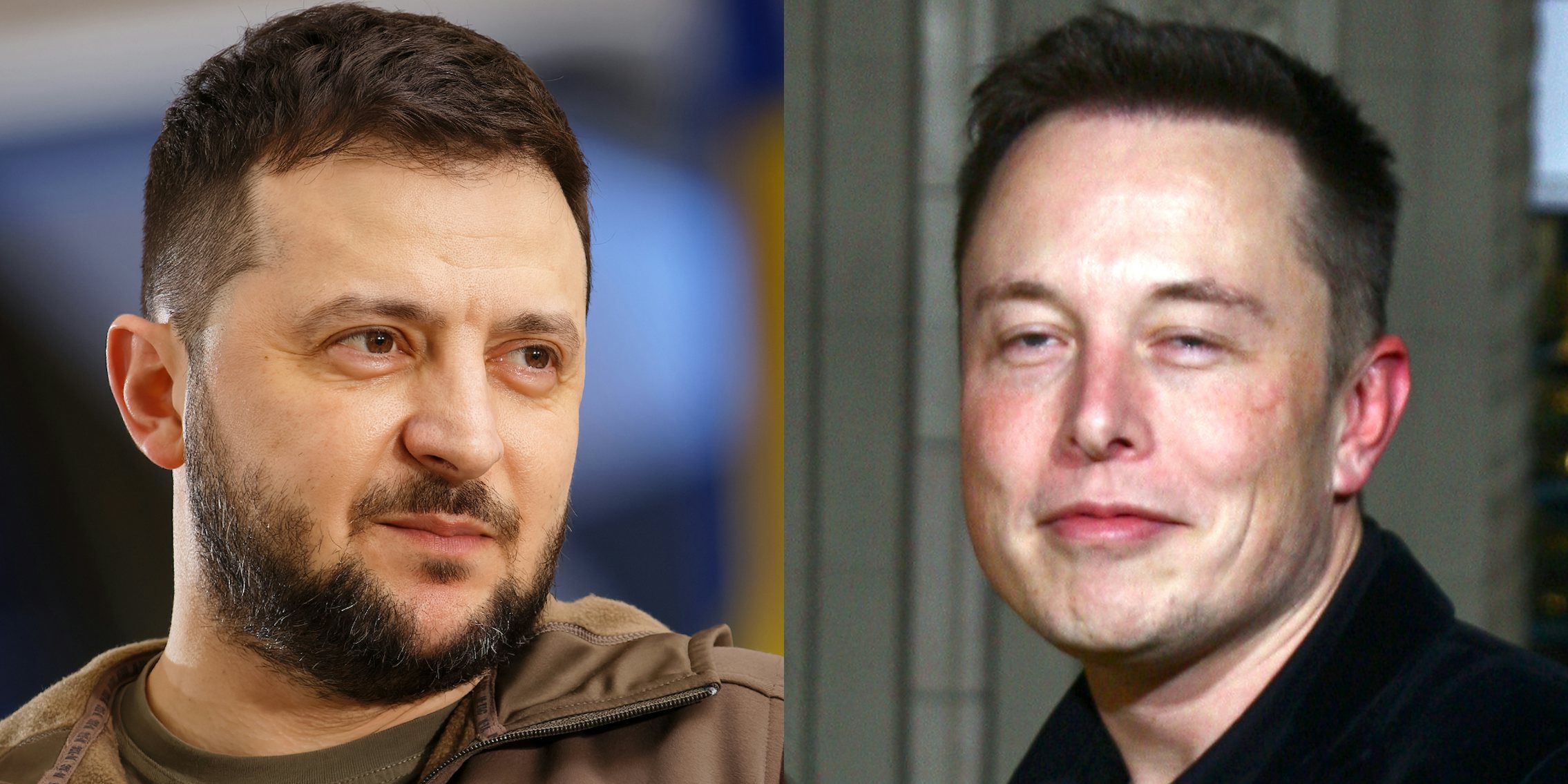 Volodymyr Zelenskyy (l) Elon Musk (r)
