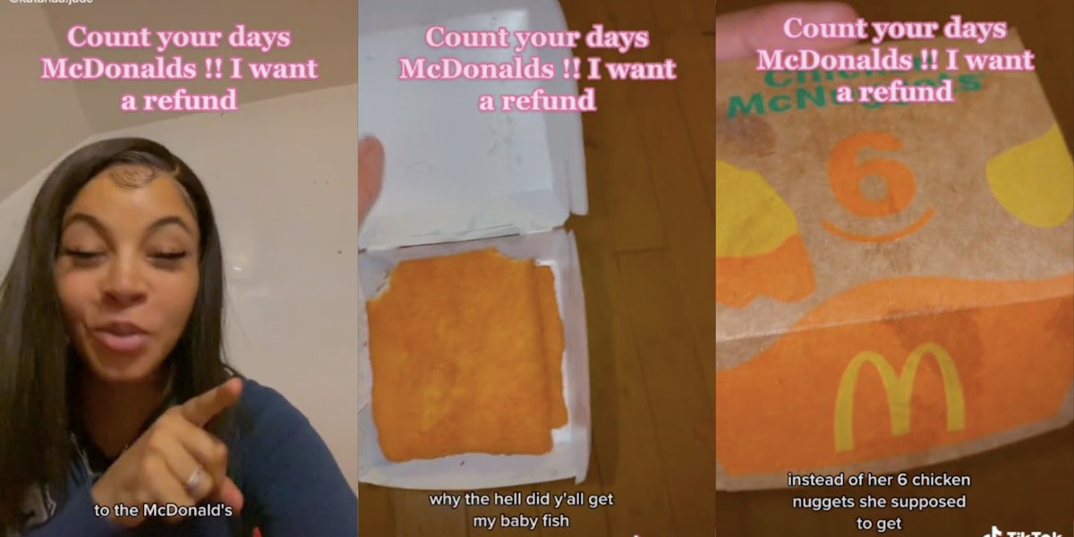 woman complains that mcdonalds gave her fish instead of nuggets tiktok