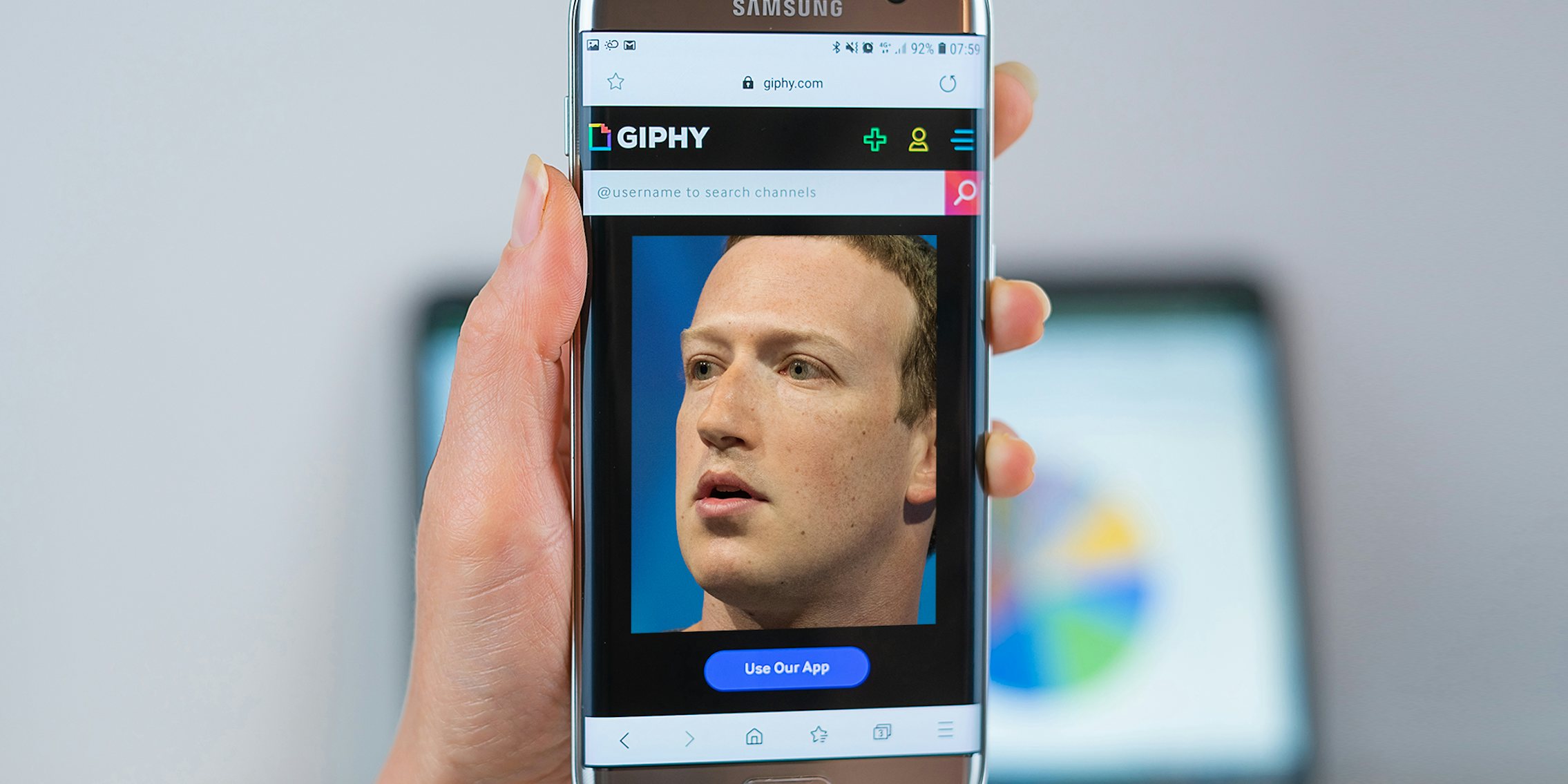 Mark Zuckerberg on Giphy screen