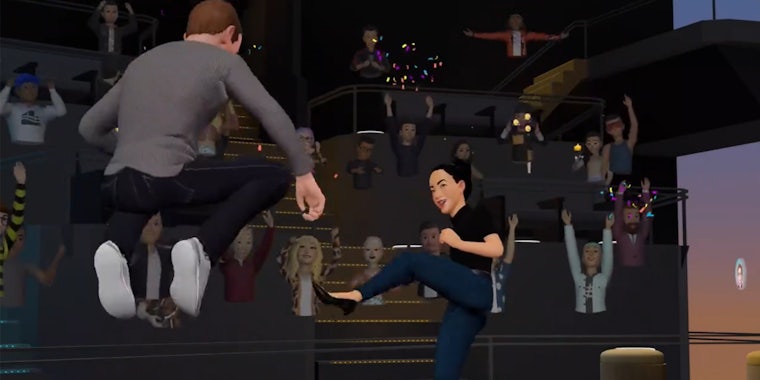mark zuckerberg avatar jumping with legs