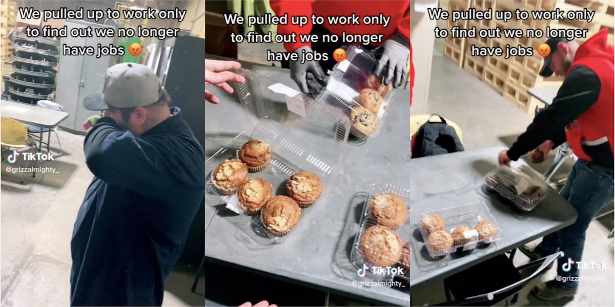 man shares that him and others get fired and they gave them muffins tiktok