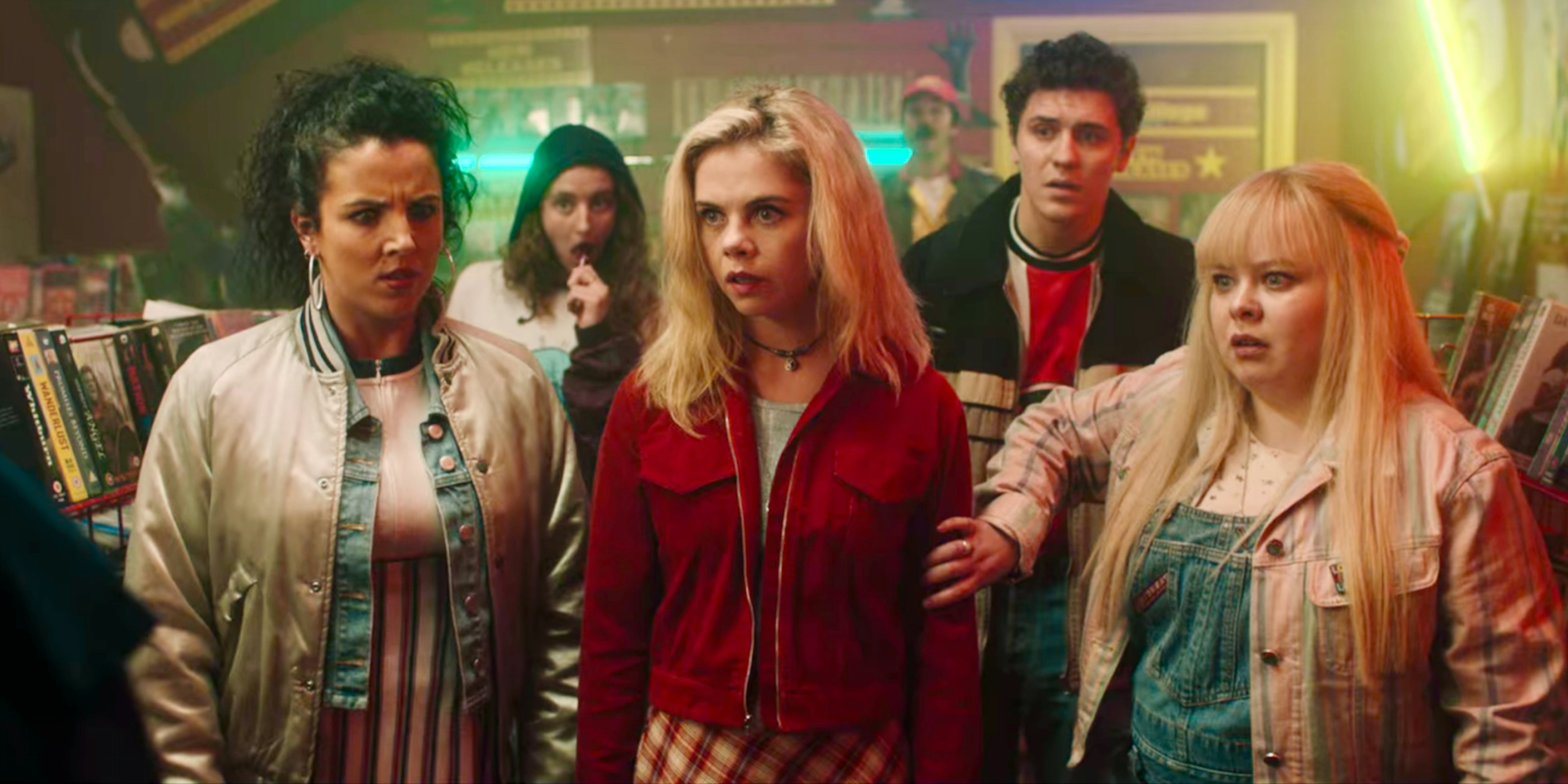 (l-r) michelle, orla, erin, james, and clare in derry girls season 3
