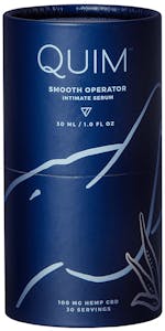 A blue container of Quim Smooth Operator intimate serum.