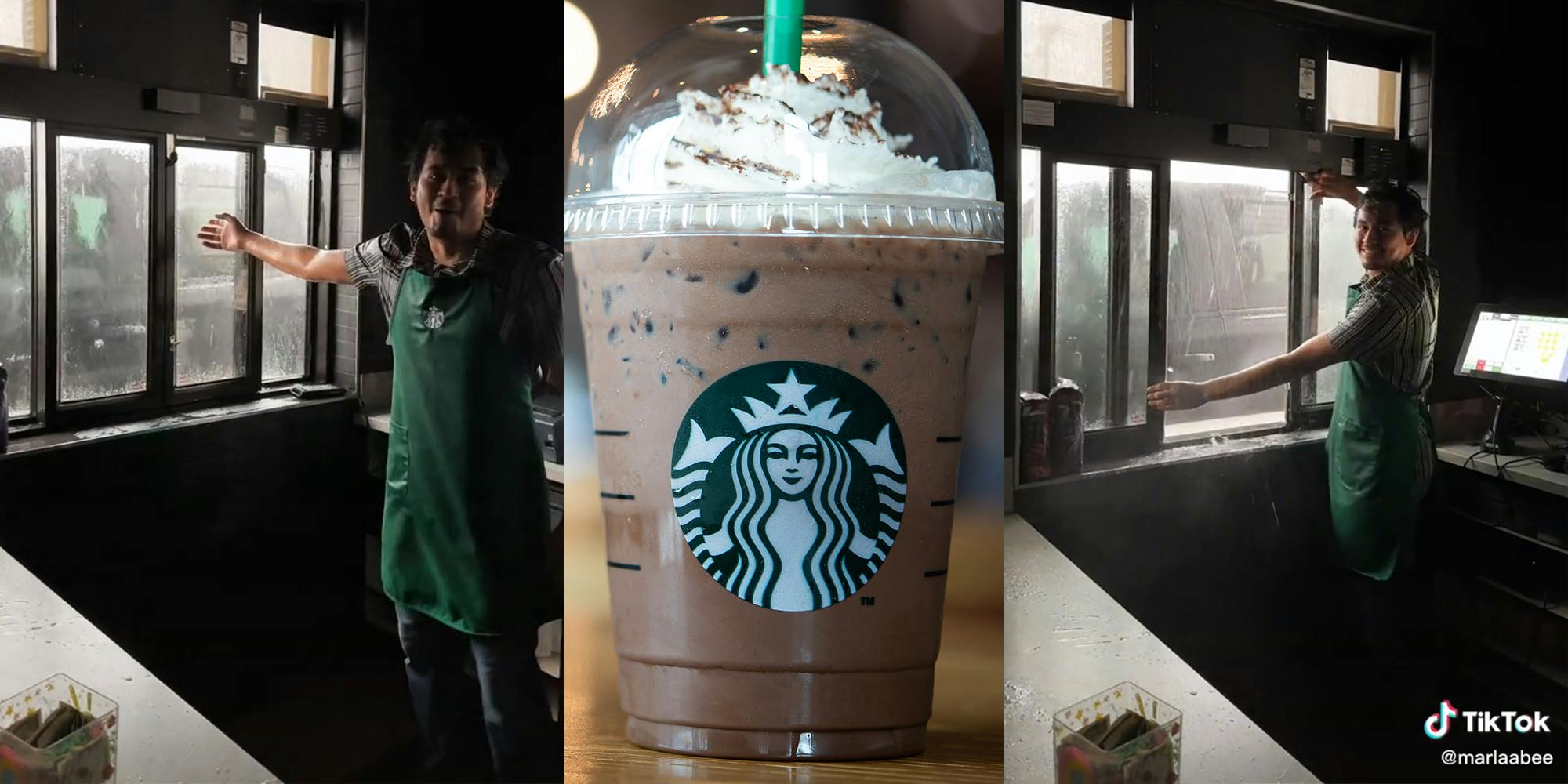 ‘When there’s a flash flood warning + hail but customers still need their coffee’: Starbucks baristas continue to work in drive-thru during storm, sparking debate