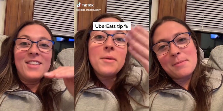 woman with caption 'ubereats tip %'