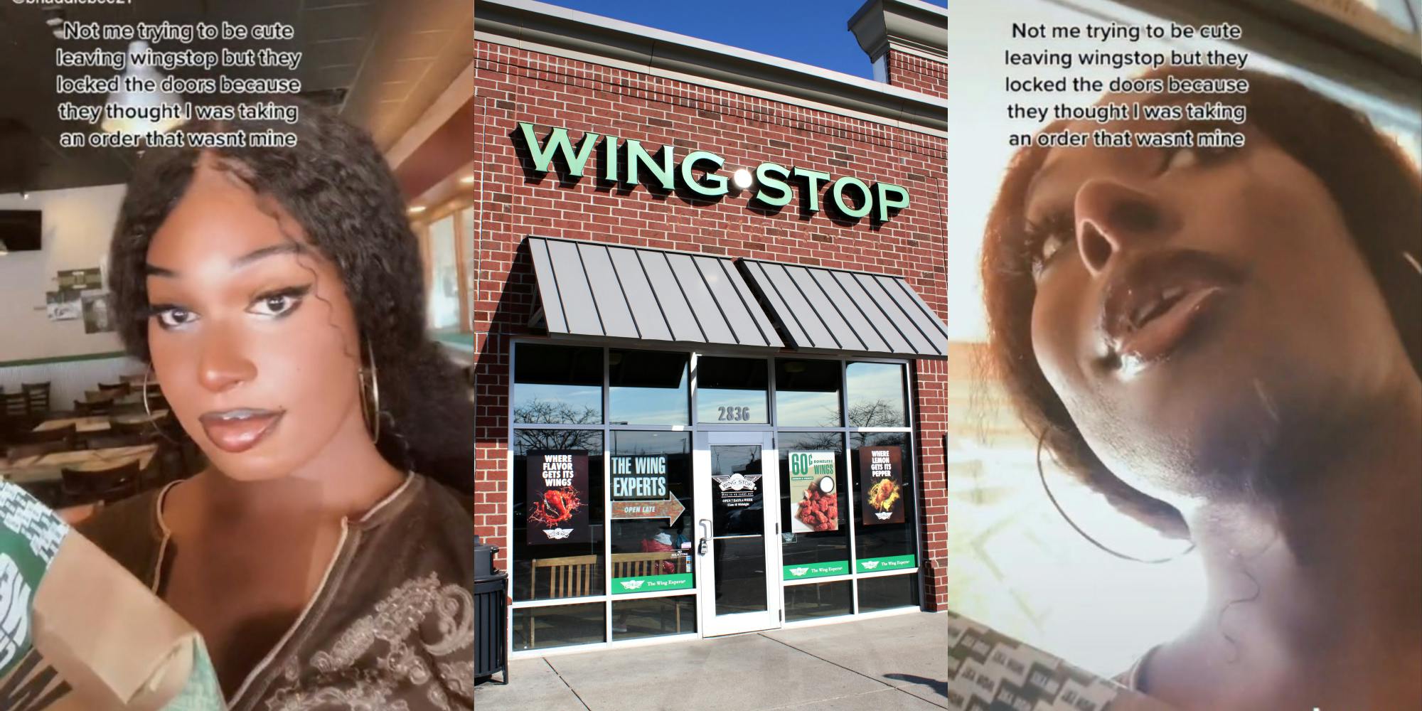 woman tries to leave with wing stop order but door is locked tiktok