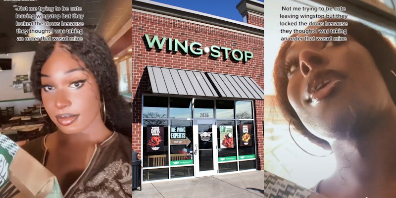 woman tries to leave with wing stop order but door is locked tiktok