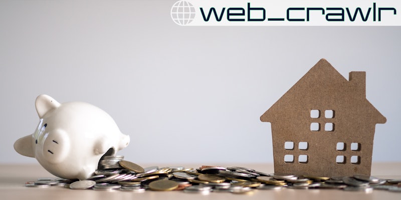 A piggy bank spilling coins next to a cardboard house. The Daily Dot newsletter web_crawlr logo is in the top right corner.