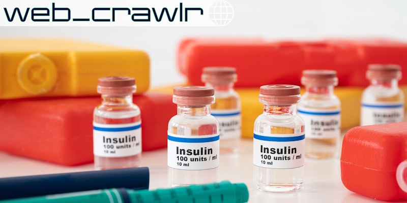 Insulin bottles. The Daily Dot newsletter web_crawlr logo is in the top left corner.