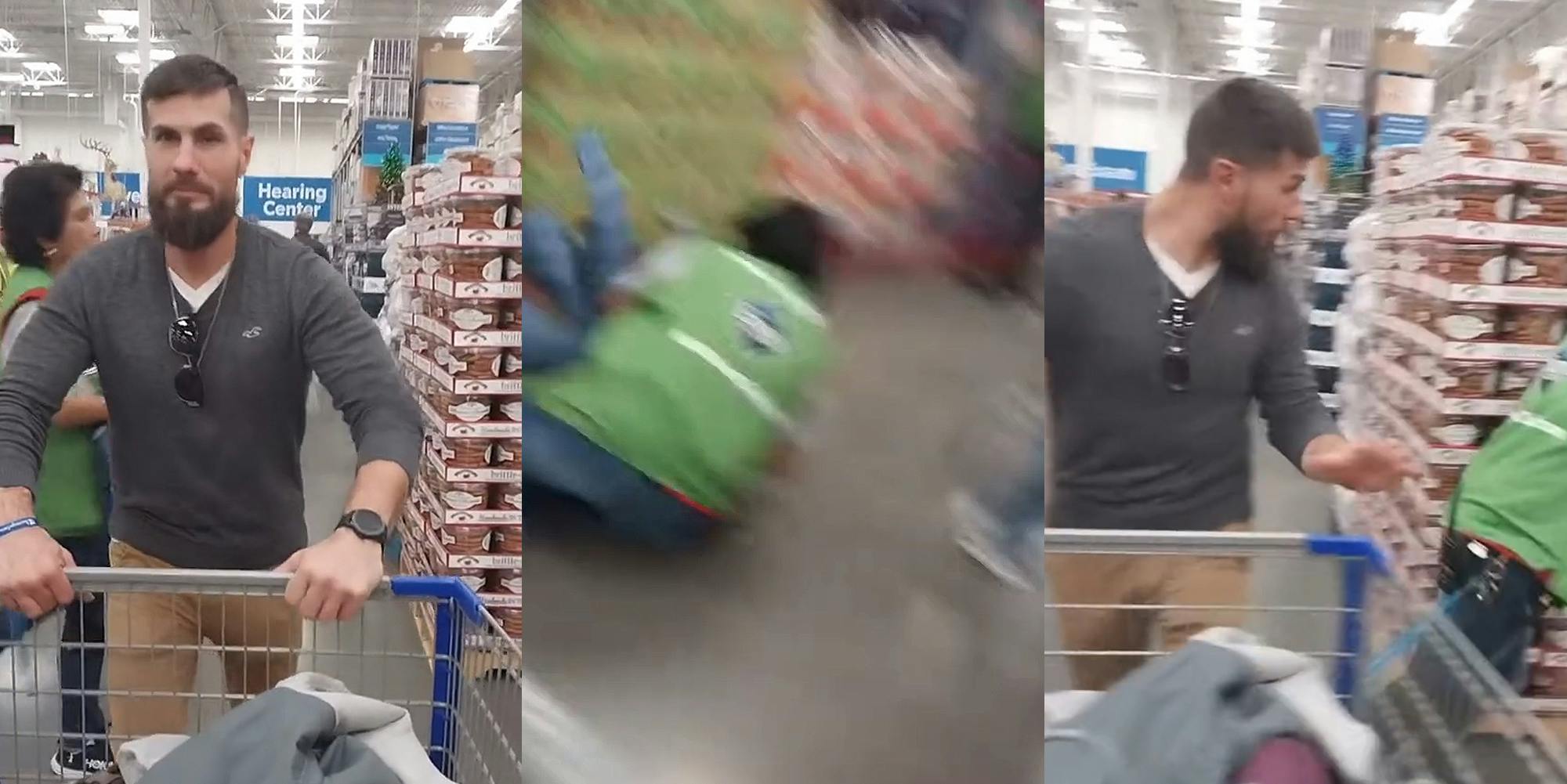 Customer Trips Sam's Club Worker While Filming Video