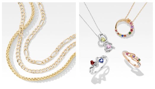 A screenshot of the Zale's website showing a variety of jewelry.