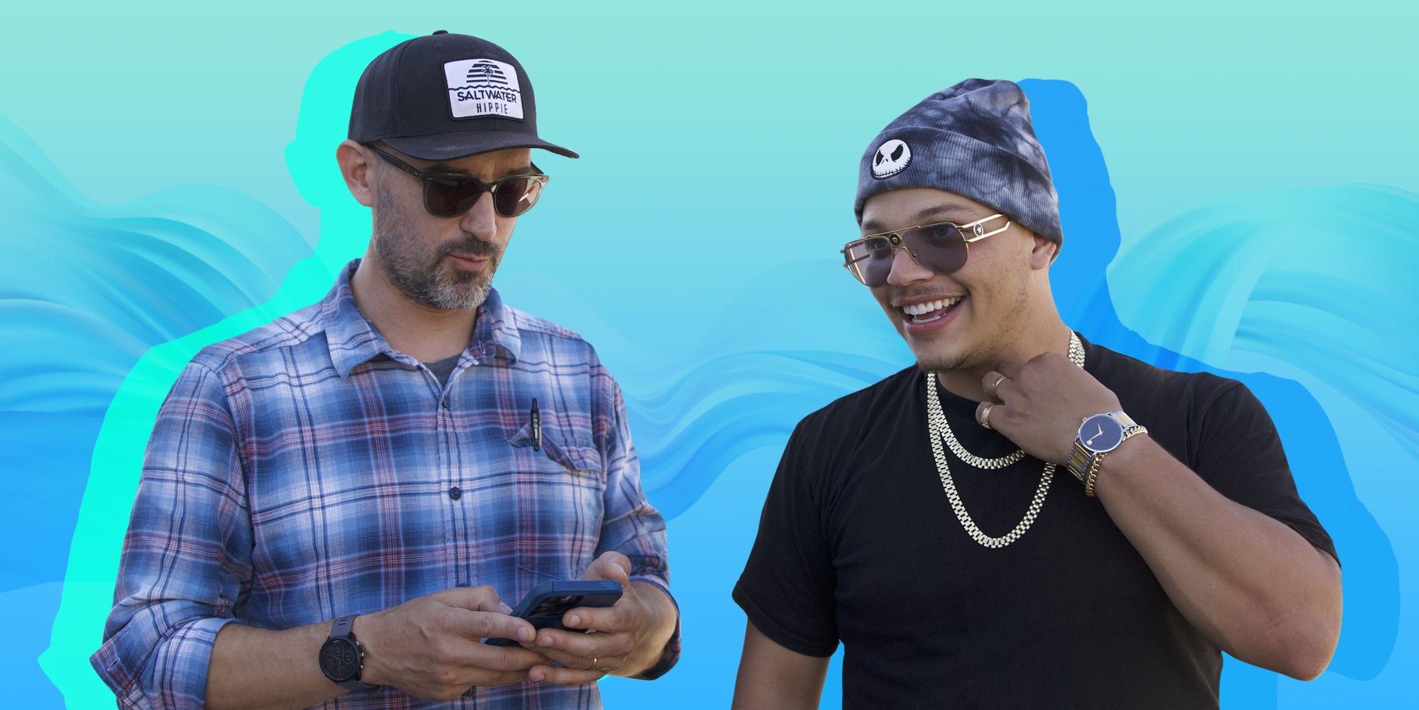 Jellysmack's JellySmash Productions in front of green to blue vertical gradient background Passionfruit Remix