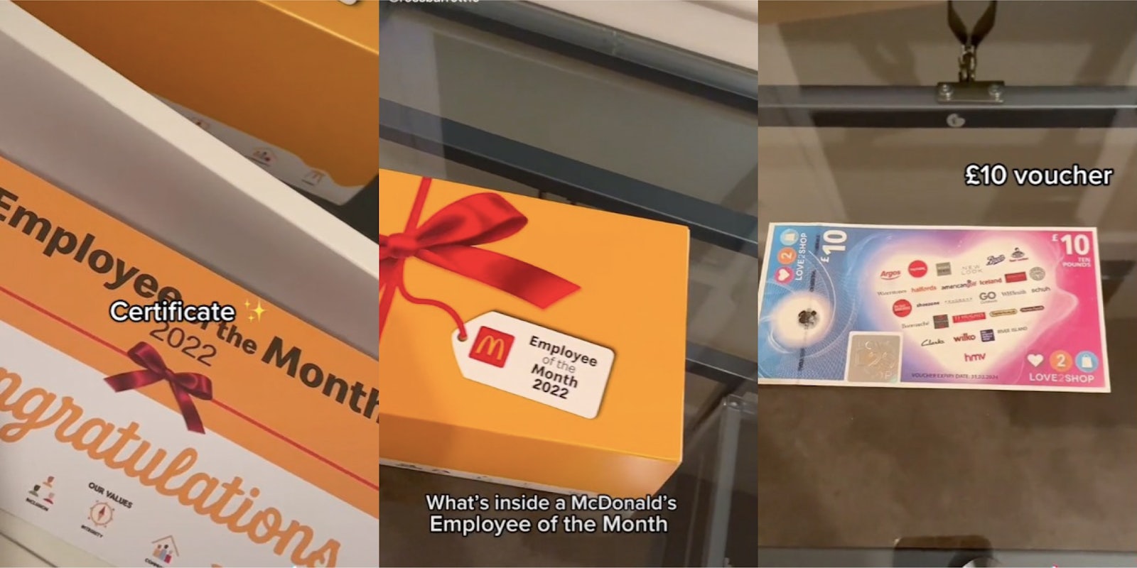 mcdonalds employee shows what comes in the employee of the month package tiktok