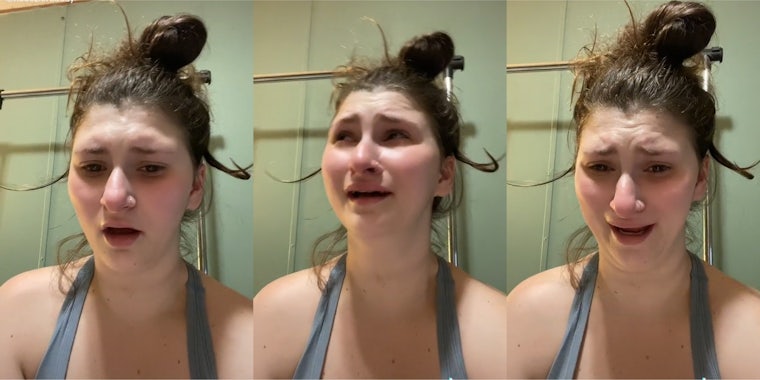 woman cries after finding out she's paying 75% of the rent tiktok