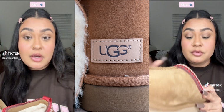 woman shares where to find code on UGG boots for easy switchout tiktok