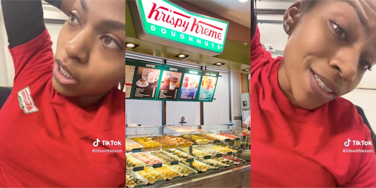 krispy kreme employee claims she was underpaid on her check in a tiktok