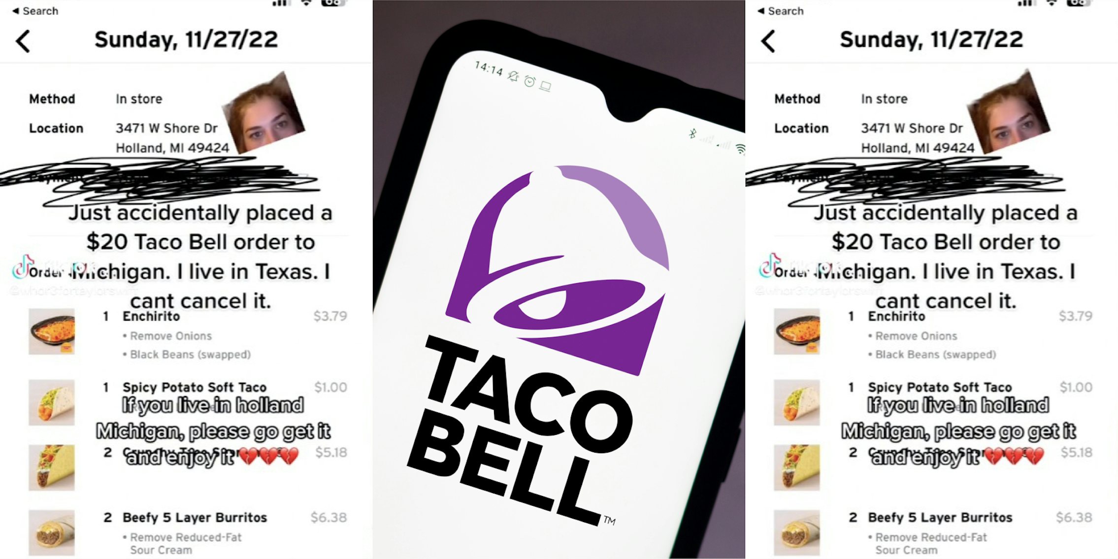 woman accidentally orders taco bell in michigan but lives in texas tiktok