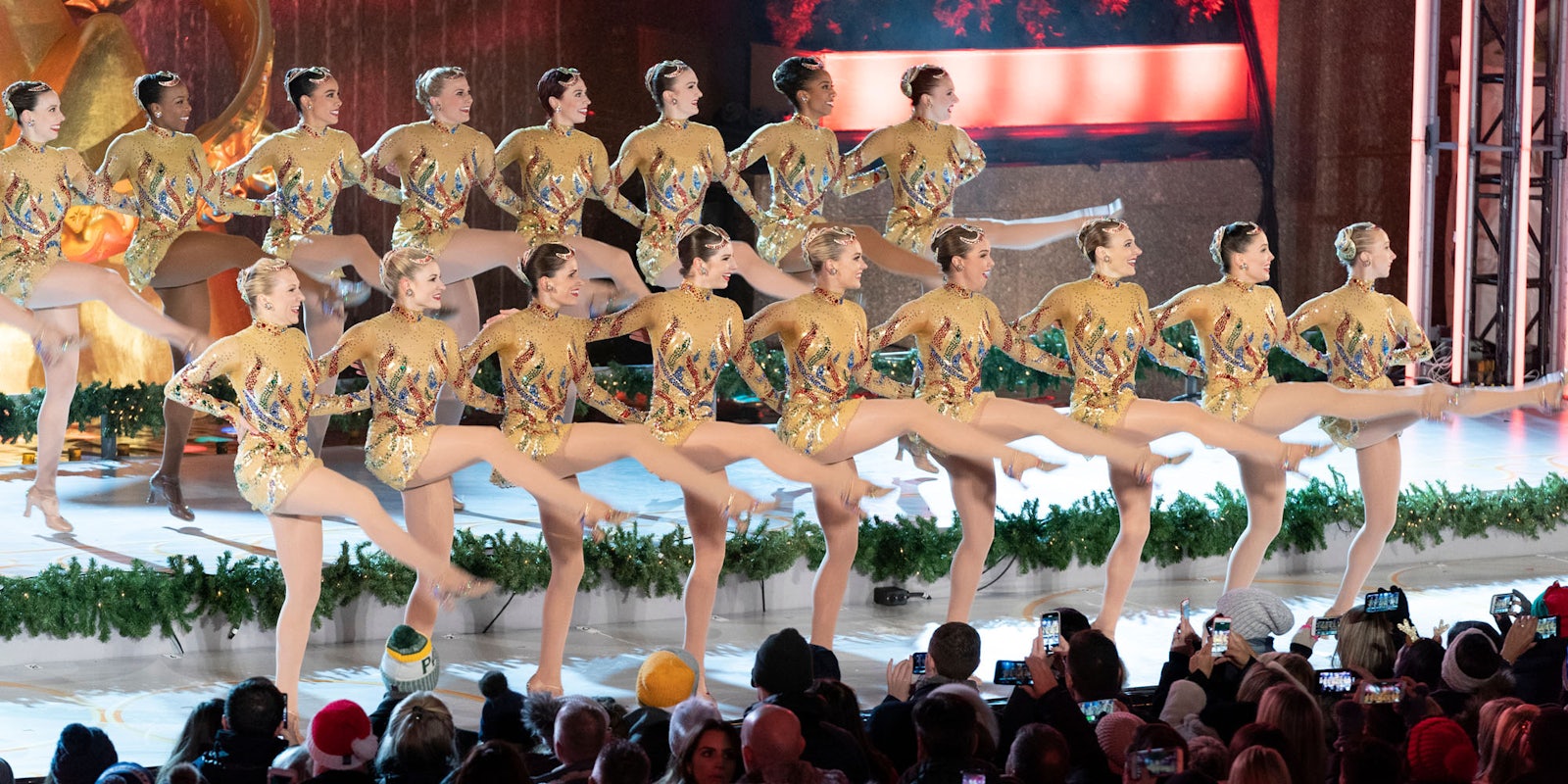 The Rockettes performing in front of crowd