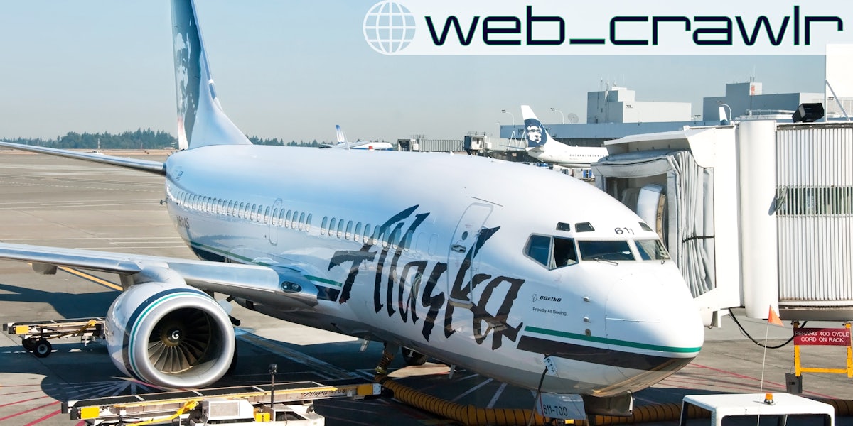 An Alaska Airlines jet. The Daily Dot newsletter web_crawlr logo is in the top right corner.