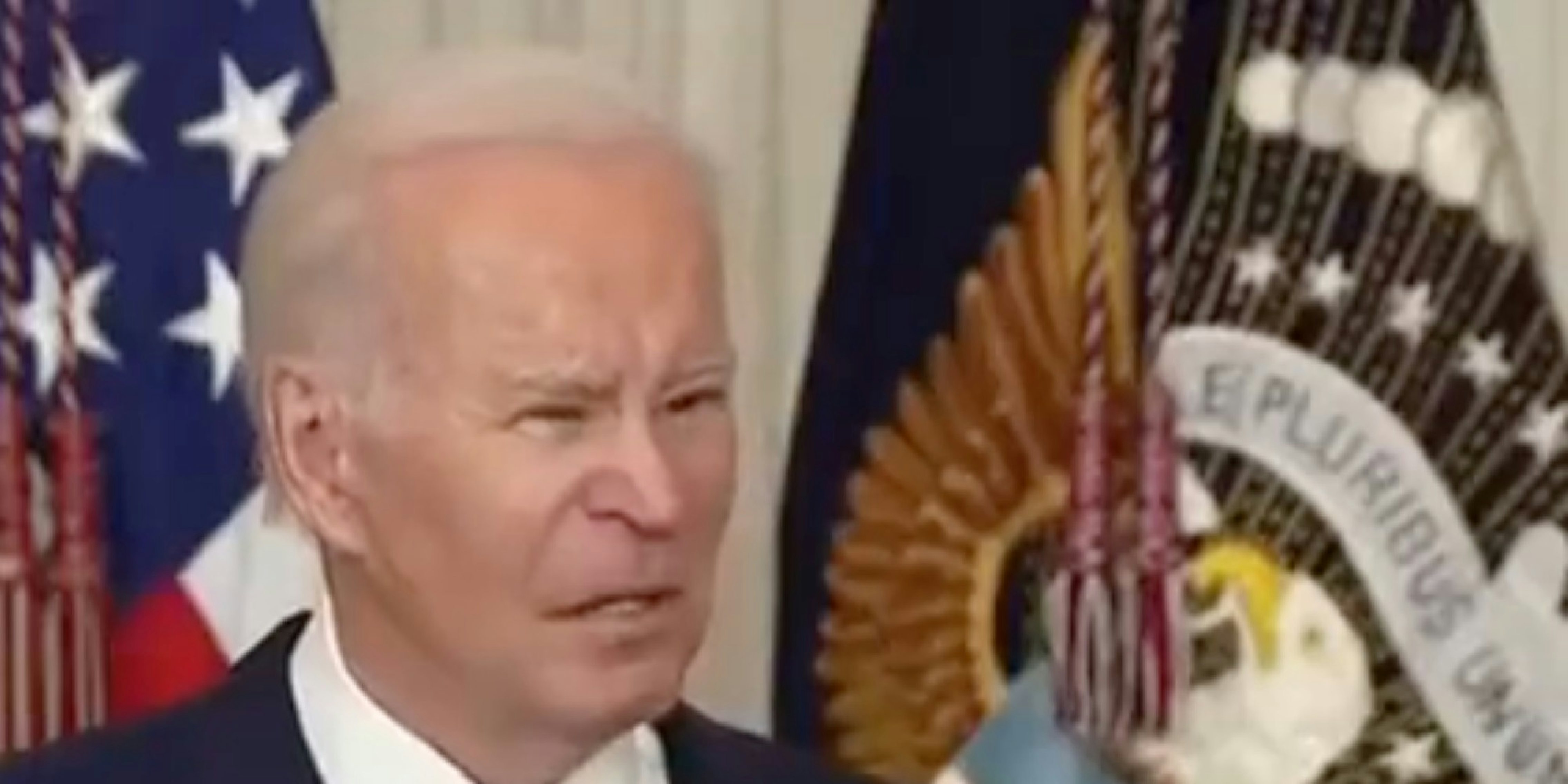 An image of President Joe Biden's face distorted