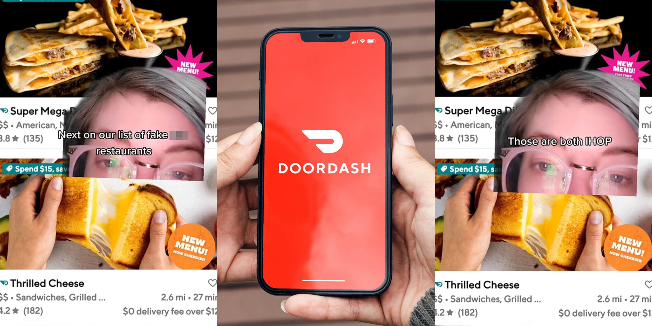 person greenscreen TikTok over DoorDash listings with caption
