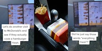 McDonald's drive thru menu with caption 