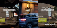 McDonald's drive thru at night with caption 