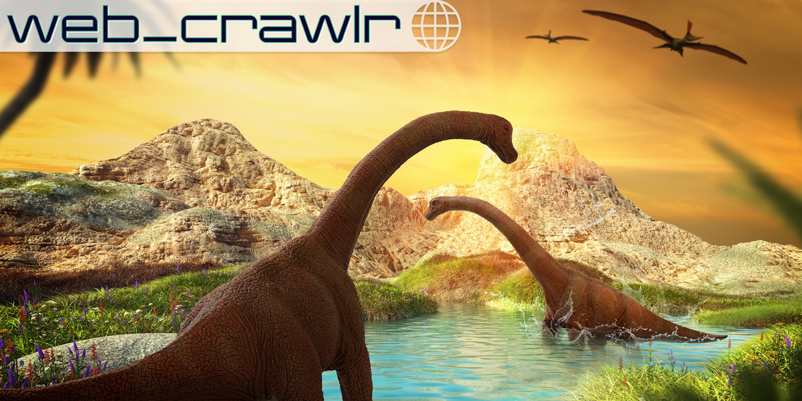 An illustration of dinosaurs. The Daily Dot newsletter web_crawlr logo is in the top left corner.
