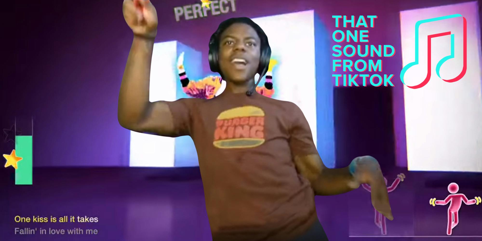IShowSpeed dancing to Just Dance One Kiss with That One Sound From TikTok logo on top right