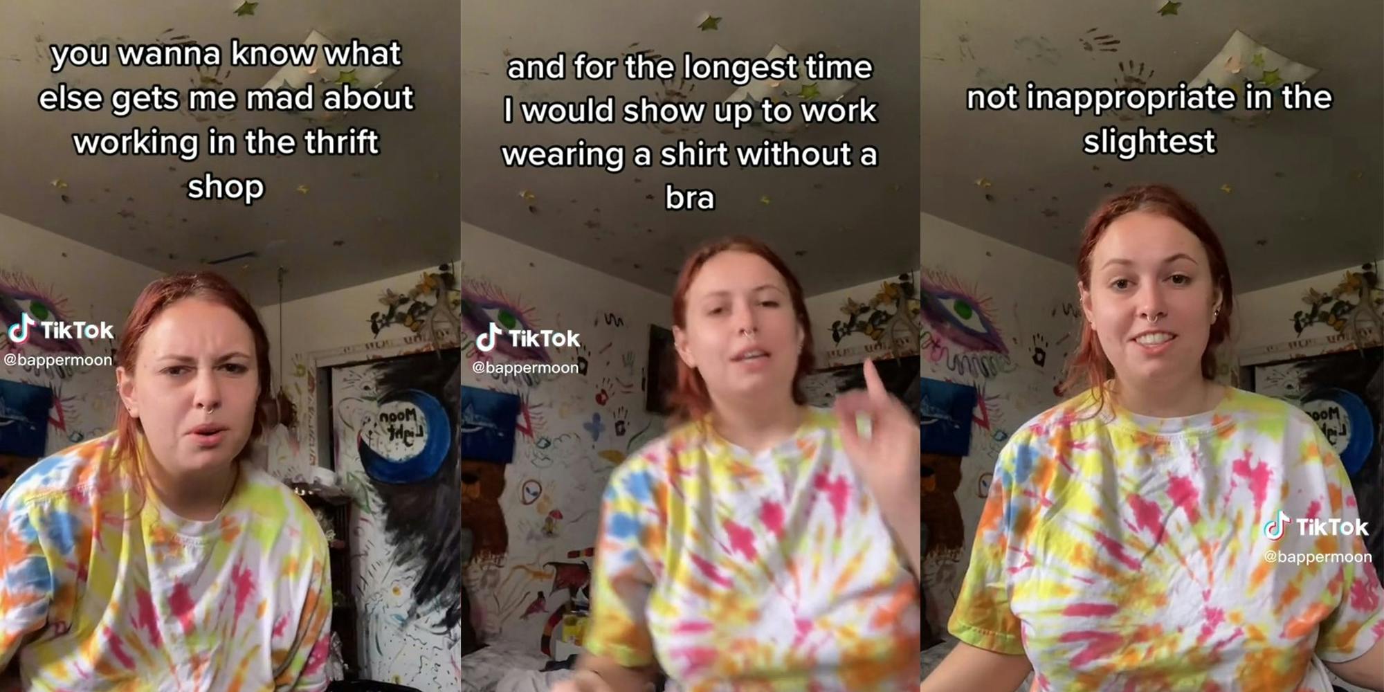 Thrift shop worker says manager humiliated her for not wearing a bra in front of customers