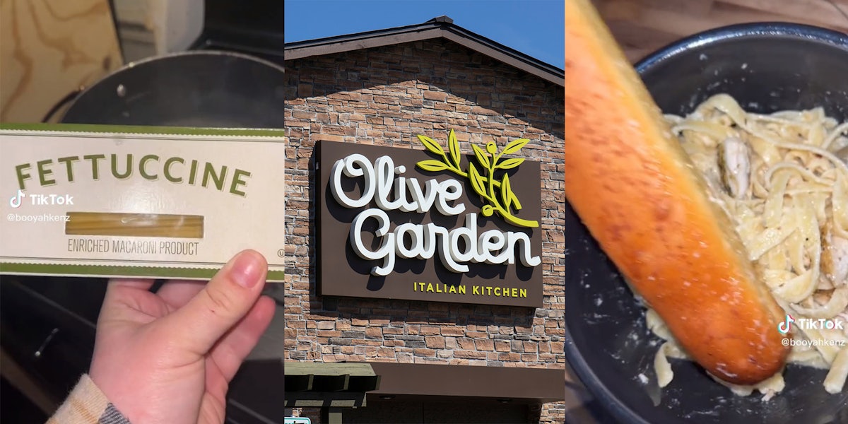 Customer says getting alfredo sauce from Olive Garden is cheaper than buying own ingredients