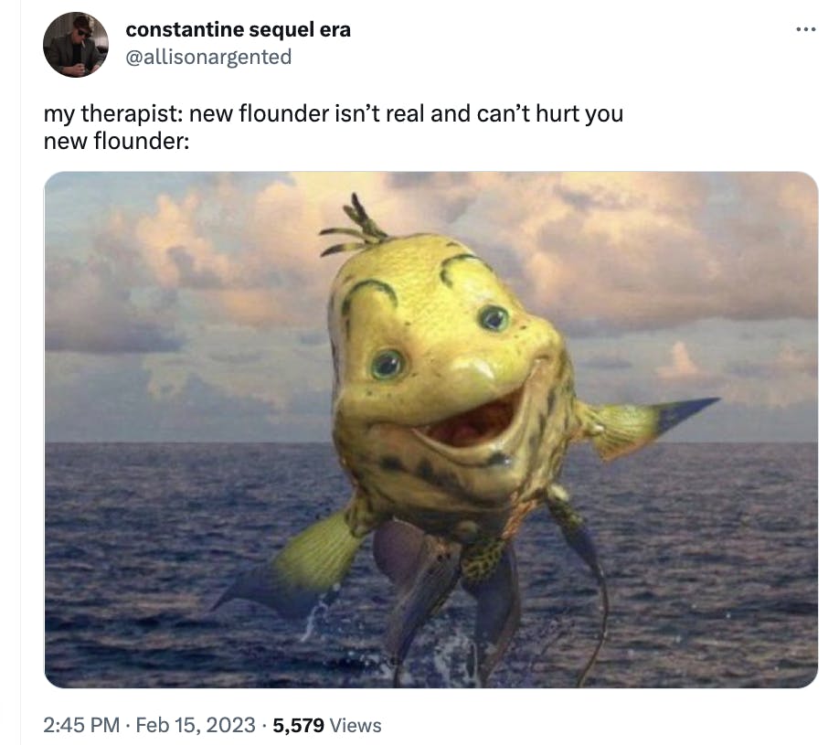 flounder fanart jumping out of water