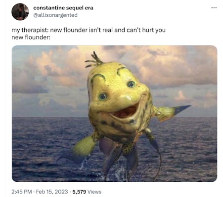 flounder fanart jumping out of water