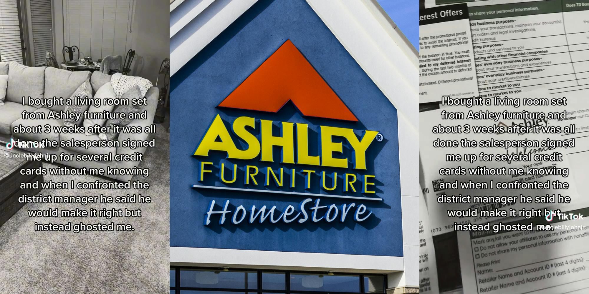 Customer Says Ashley Furniture Signed Him Up For Credit Cards
