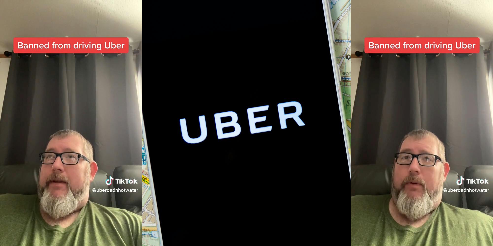 man on couch with caption "banned from driving uber"