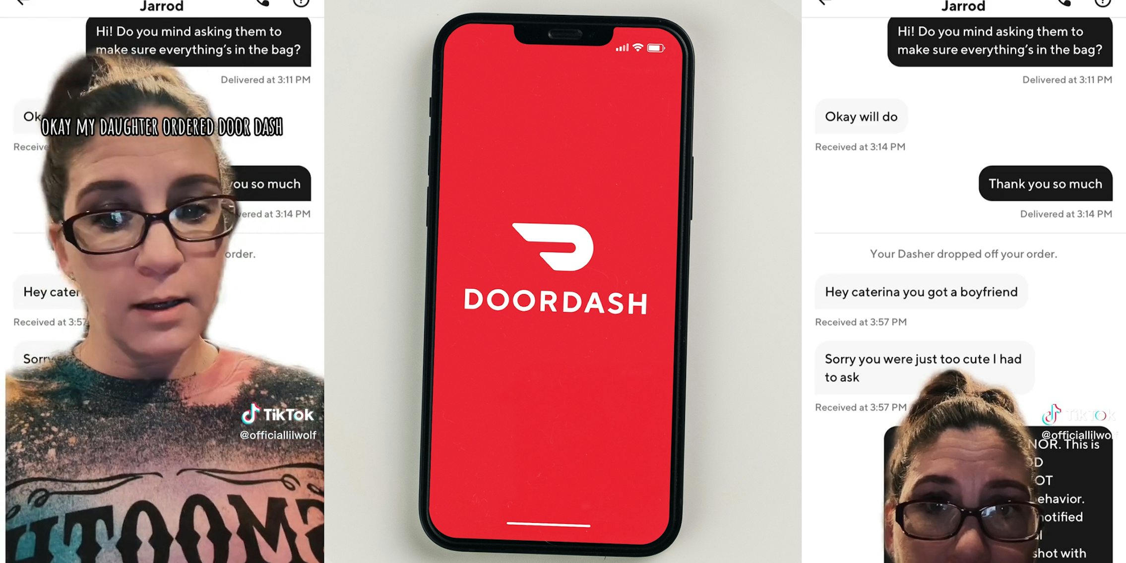 woman with dm's from doordash