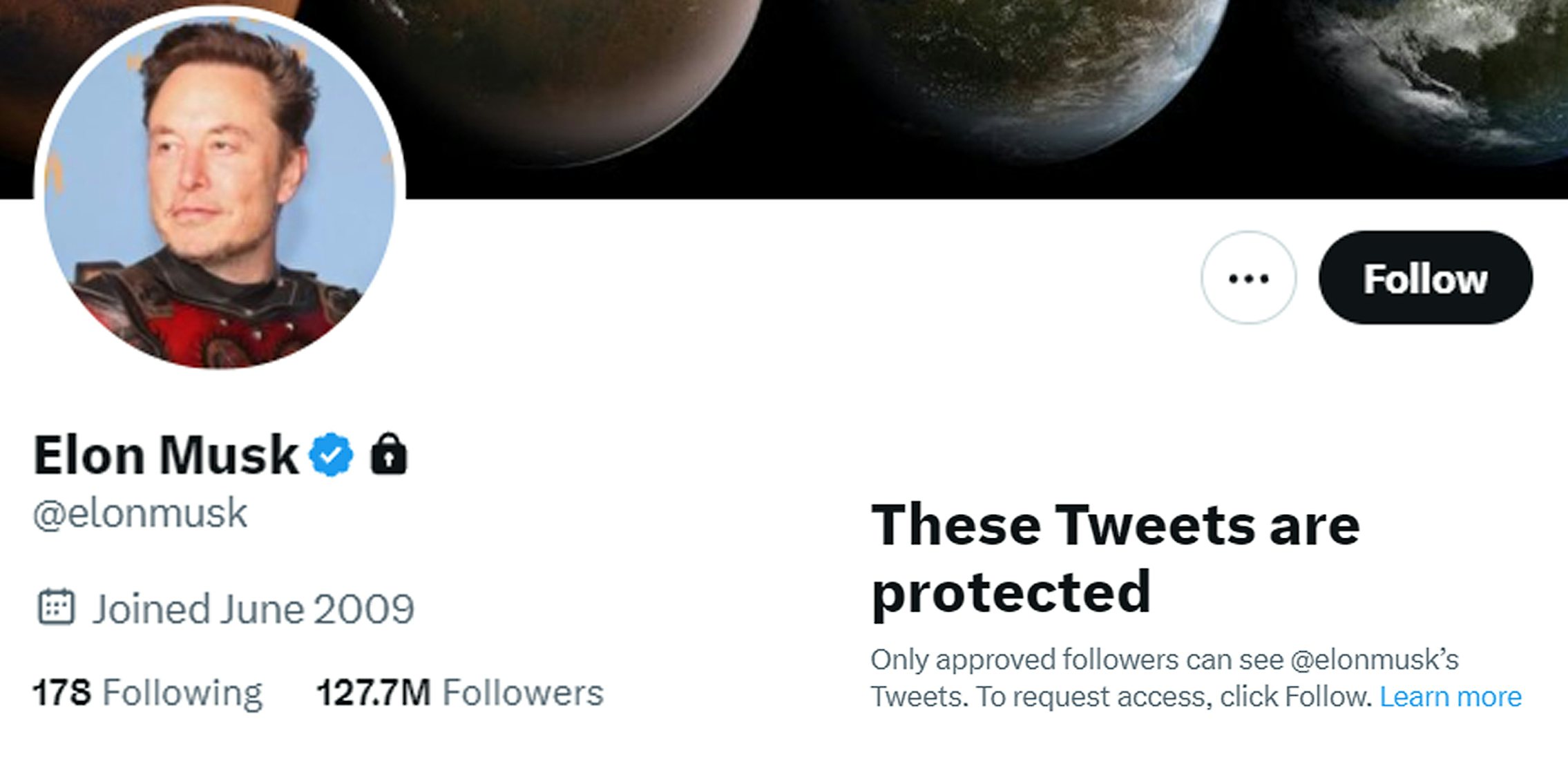 Elon Musk Twitter account 'These Tweets are protected'