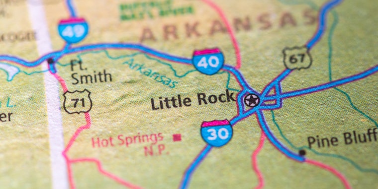 map showing Little Rock Arkansas